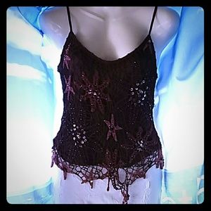 Nicowa crocheted Tank wBeads/sequins